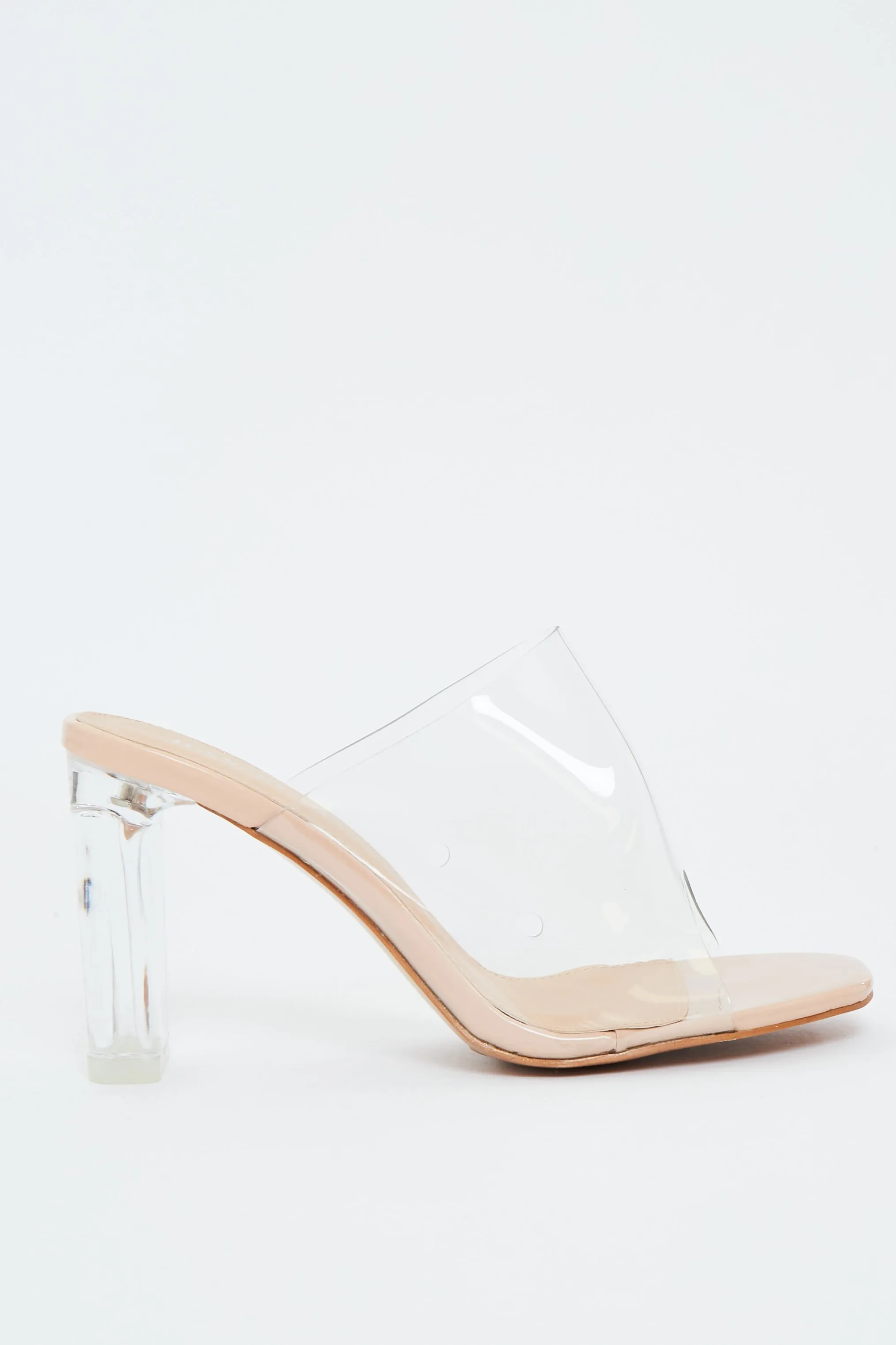 Nude Clear Peep Toe Perspex Heels - Silva