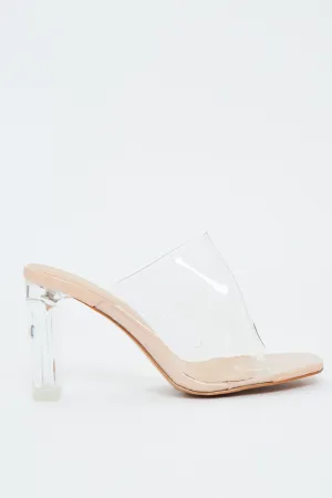 Nude Clear Peep Toe Perspex Heels - Silva