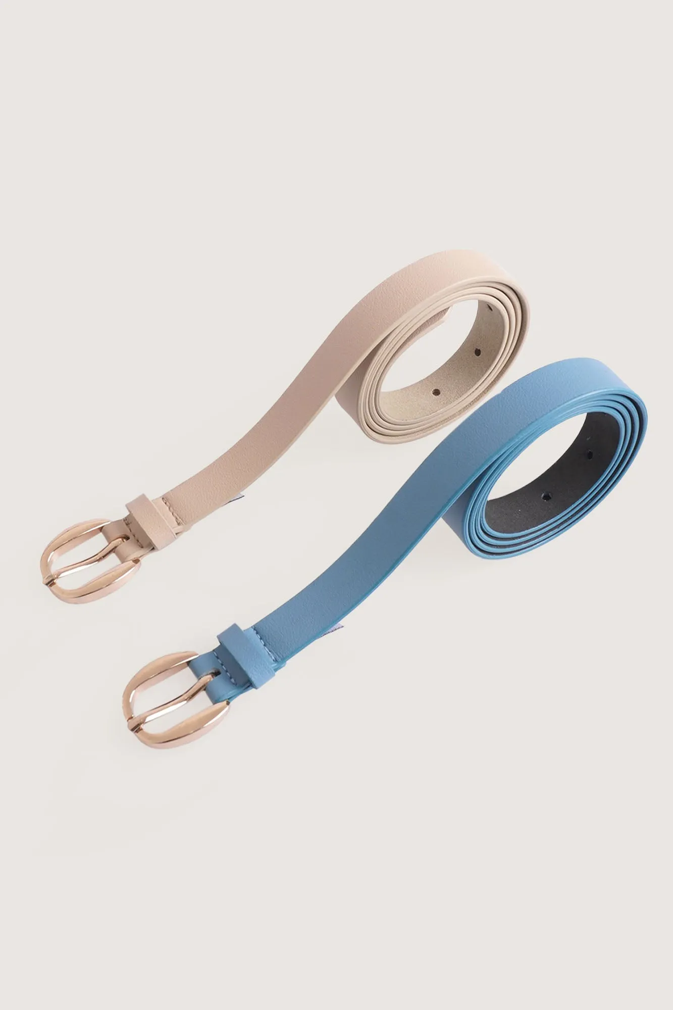 Oblong Buckle Slim Belt