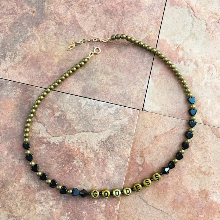 Obsidian "GODDESS" Choker Necklace
