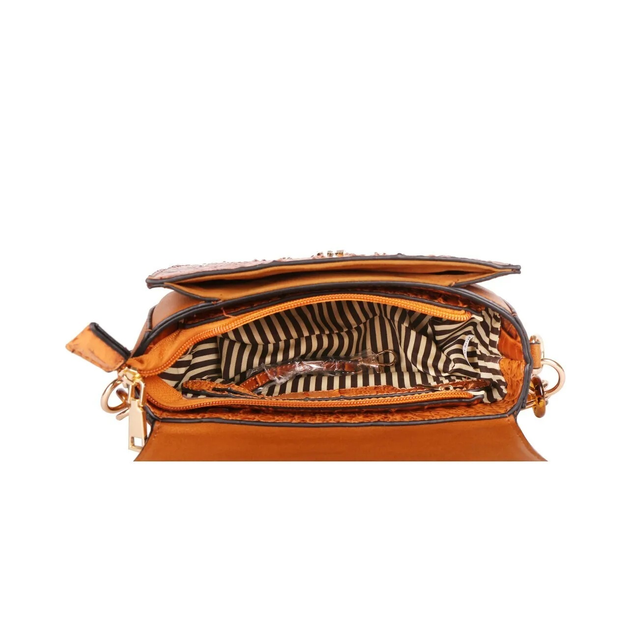 Ostrich Embossed Crossbody & Shoulder Bag In Beige | ALPHONSINA