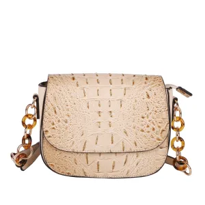 Ostrich Embossed Crossbody & Shoulder Bag In Beige | ALPHONSINA