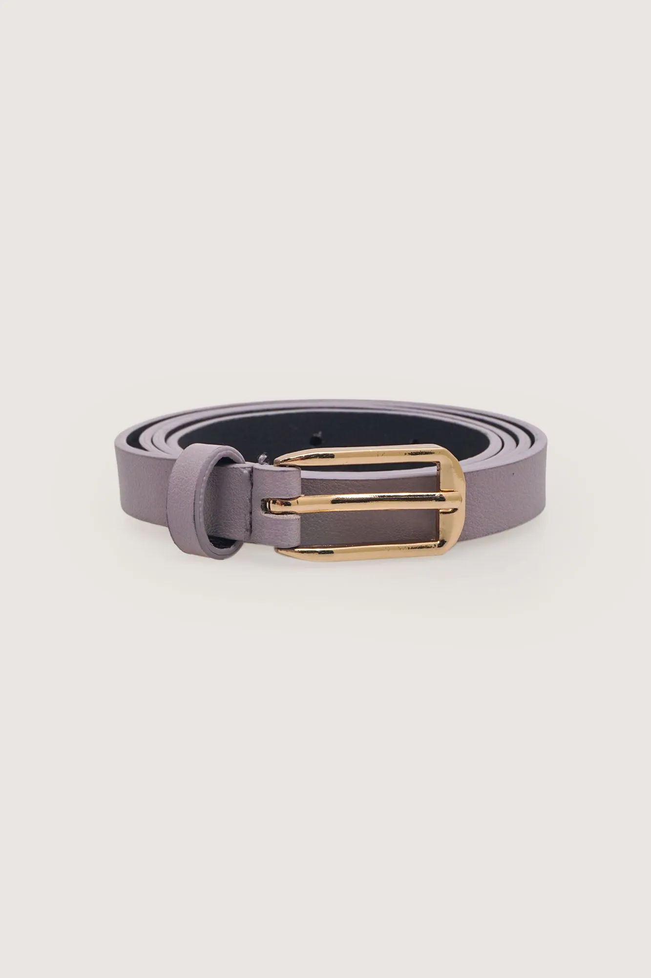 Oval Buckle Slim Belt