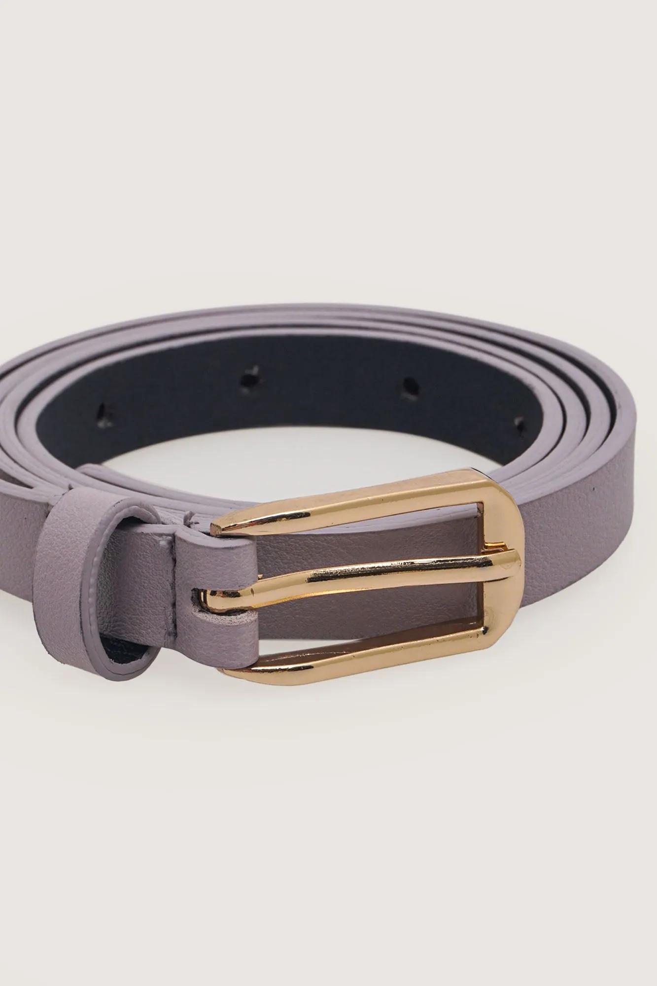 Oval Buckle Slim Belt