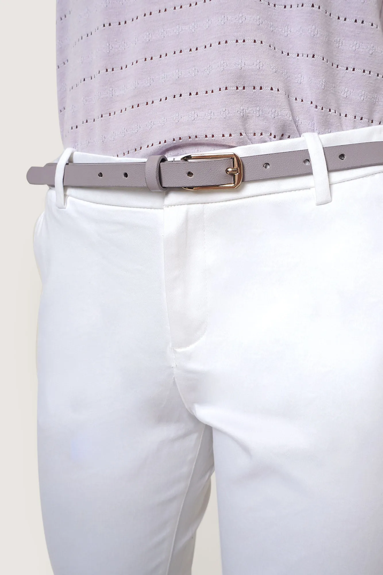 Oval Buckle Slim Belt