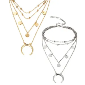 Pack Of 2 Golden and Silver Beads Moon World Pendant