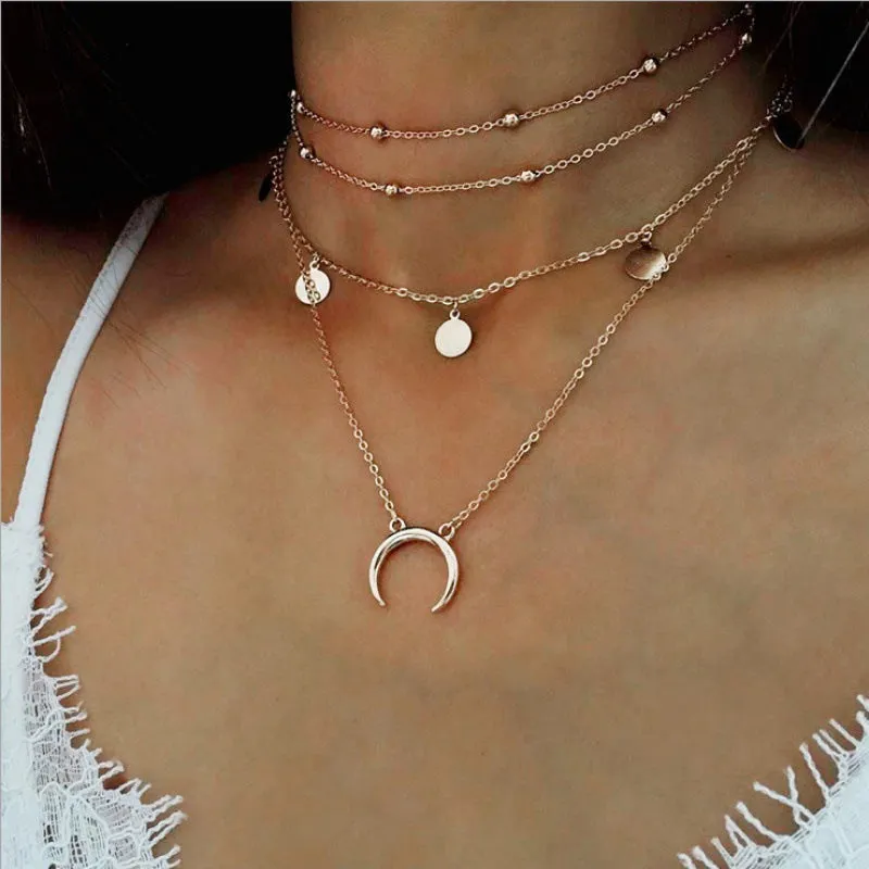 Pack Of 2 Golden and Silver Beads Moon World Pendant