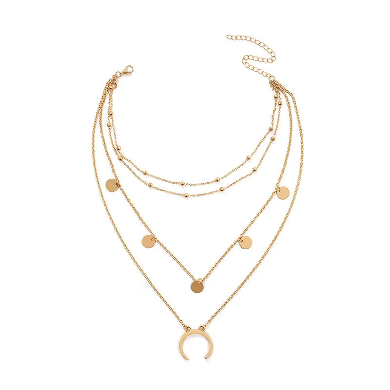 Pack Of 2 Golden and Silver Beads Moon World Pendant