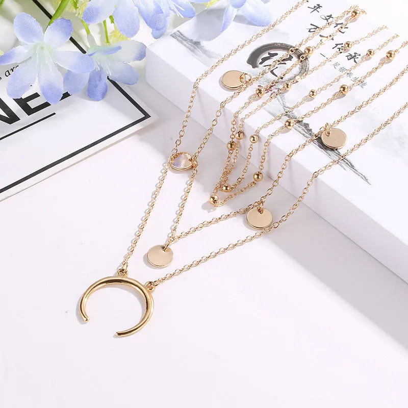 Pack Of 2 Golden and Silver Beads Moon World Pendant