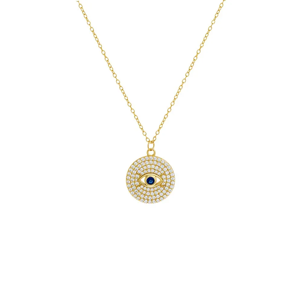 Pavé Evil Eye Coin Necklace