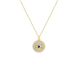 Pavé Evil Eye Coin Necklace