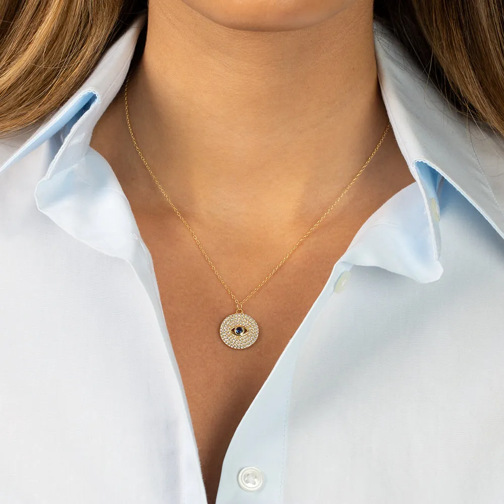 Pavé Evil Eye Coin Necklace