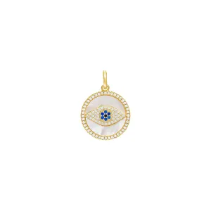 Pave Evil Eye Medallion Necklace Charm