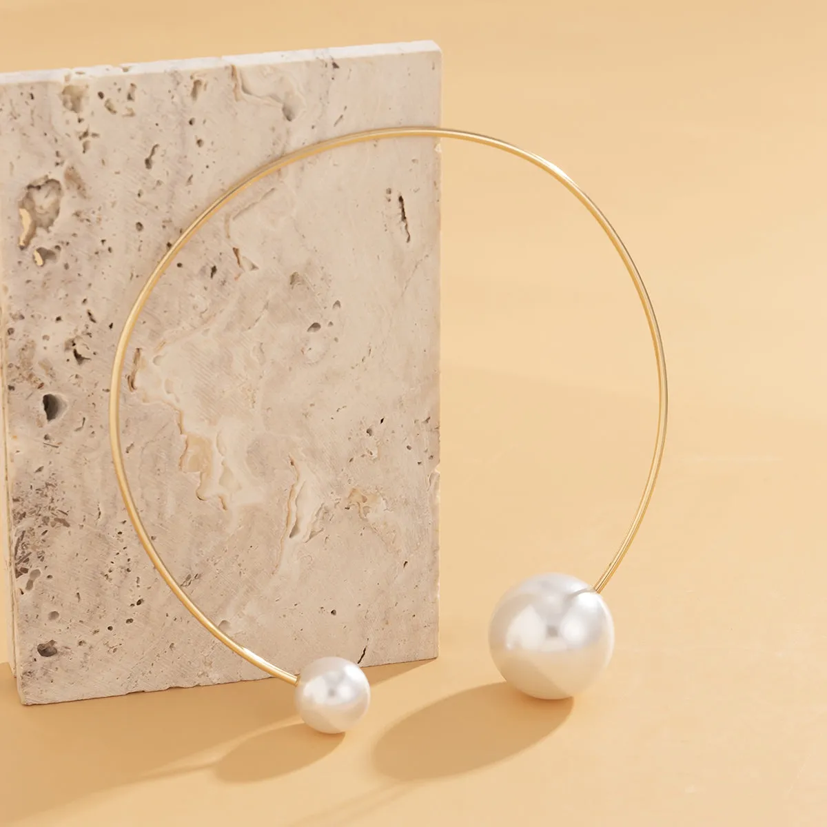 Pearl & 18K Gold-Plated Copper Collar Necklace