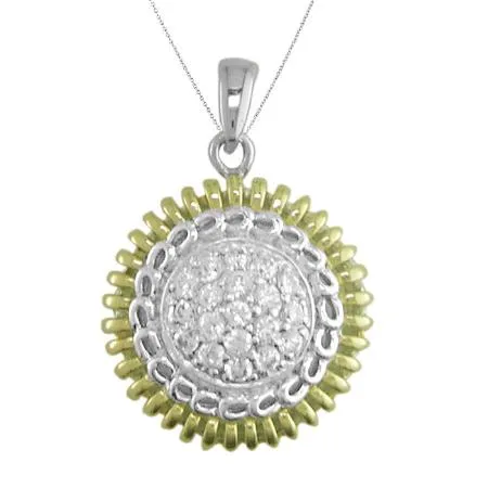 Pendant Necklace, Yellow Gold Plated Silver CZ Circle Pendant Necklace for Women in .925 Sterling Silver with 18 Inch Chain