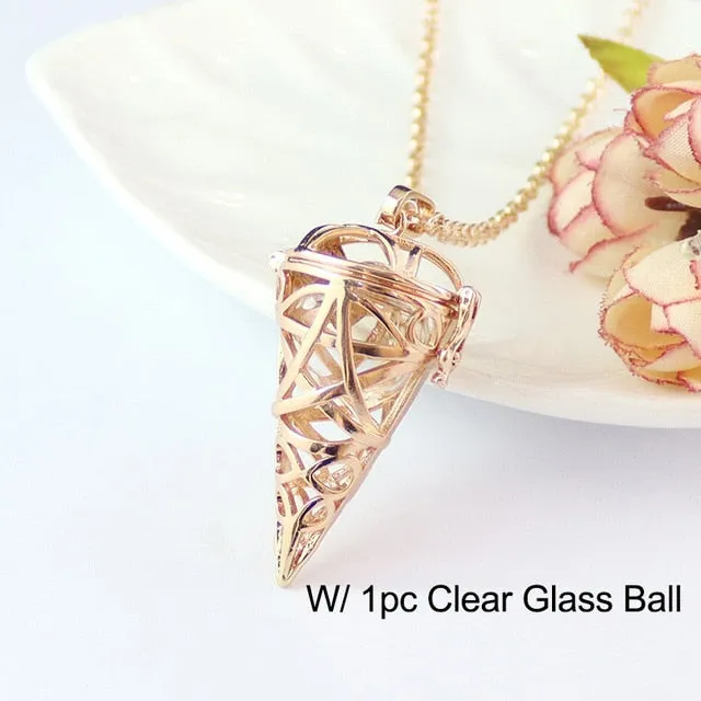 Pentagram Cone Locket with Glass Ashes Globe