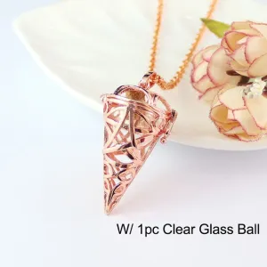 Pentagram Cone Locket with Glass Ashes Globe