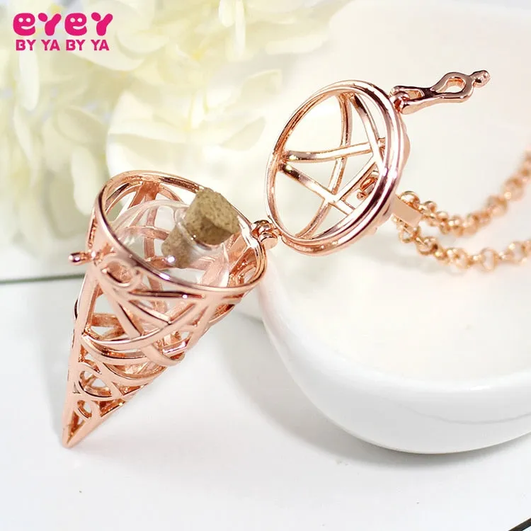 Pentagram Cone Locket with Glass Ashes Globe