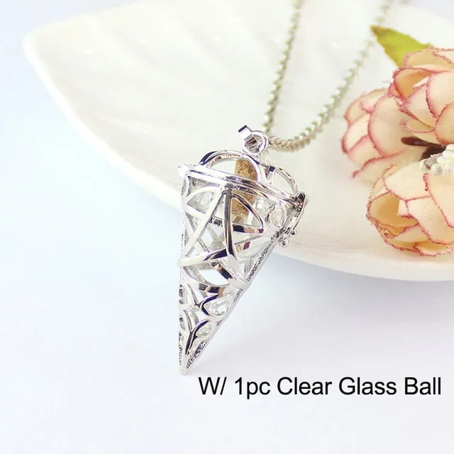 Pentagram Cone Locket with Glass Ashes Globe
