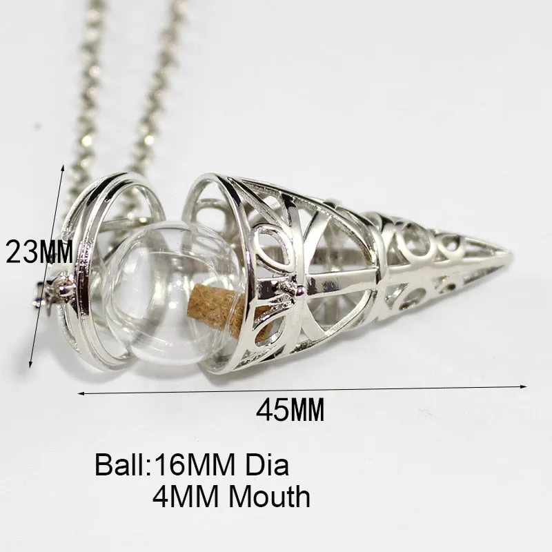 Pentagram Cone Locket with Glass Ashes Globe