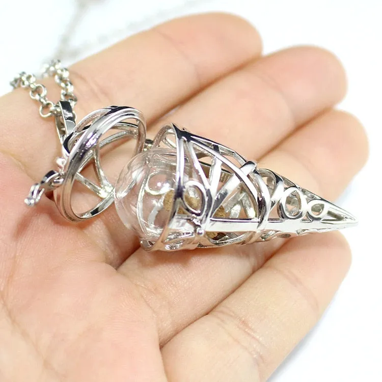 Pentagram Cone Locket with Glass Ashes Globe