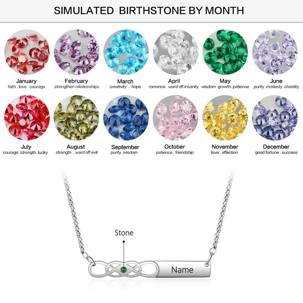 Personalized 1 Name 1 Stone Bar Necklace