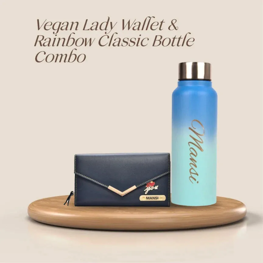 Personalized Lady Wallet with Classic Bottle 2.0 - Blue