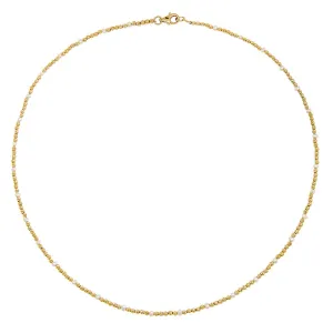 Petite Pearl X Moon Cut Chain Necklace 14K