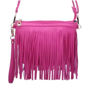 Pink Fringe Crossbody/Wristlet/Clutch