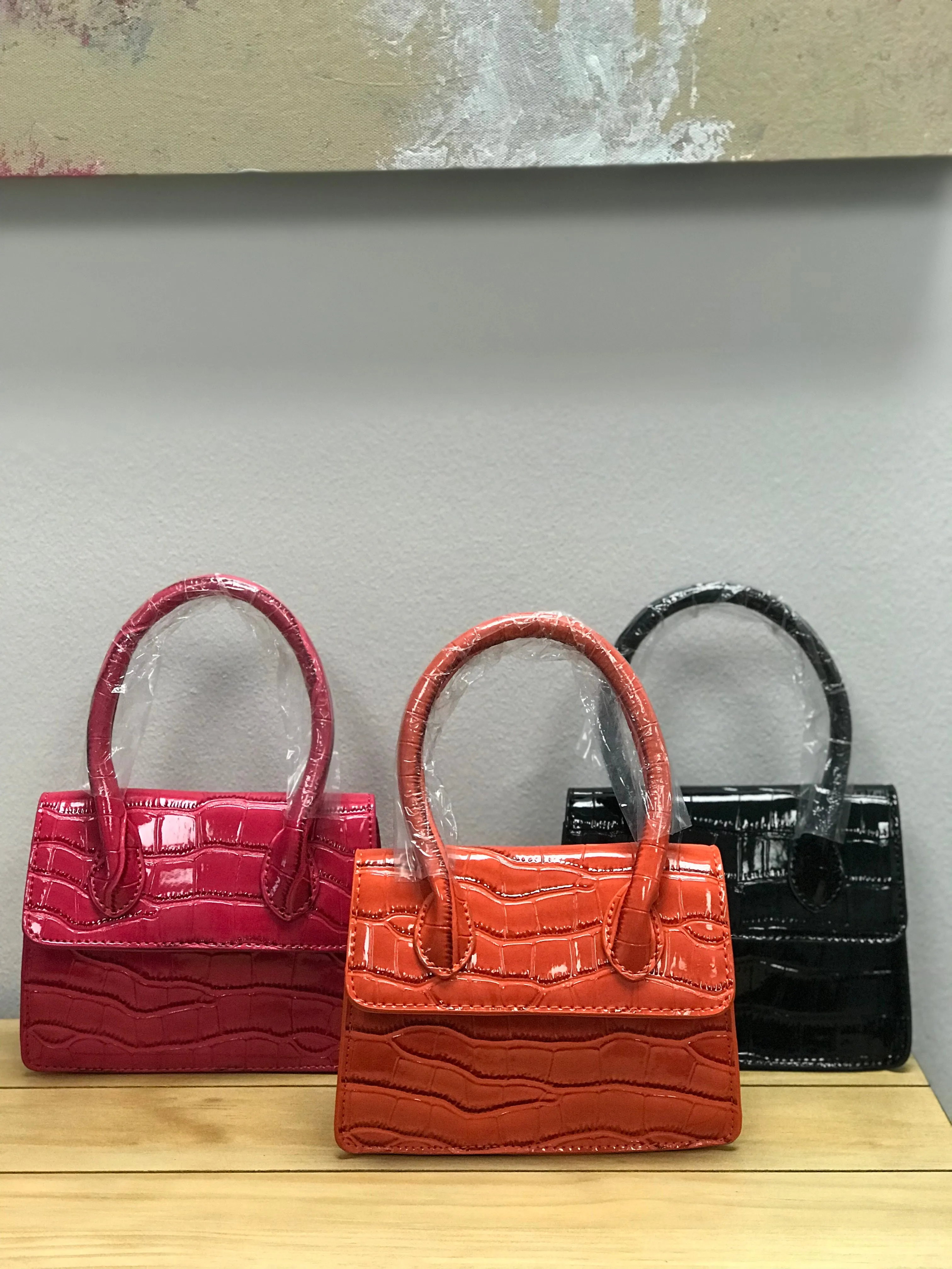 Pink Mini Crocodile Pattern Handbag