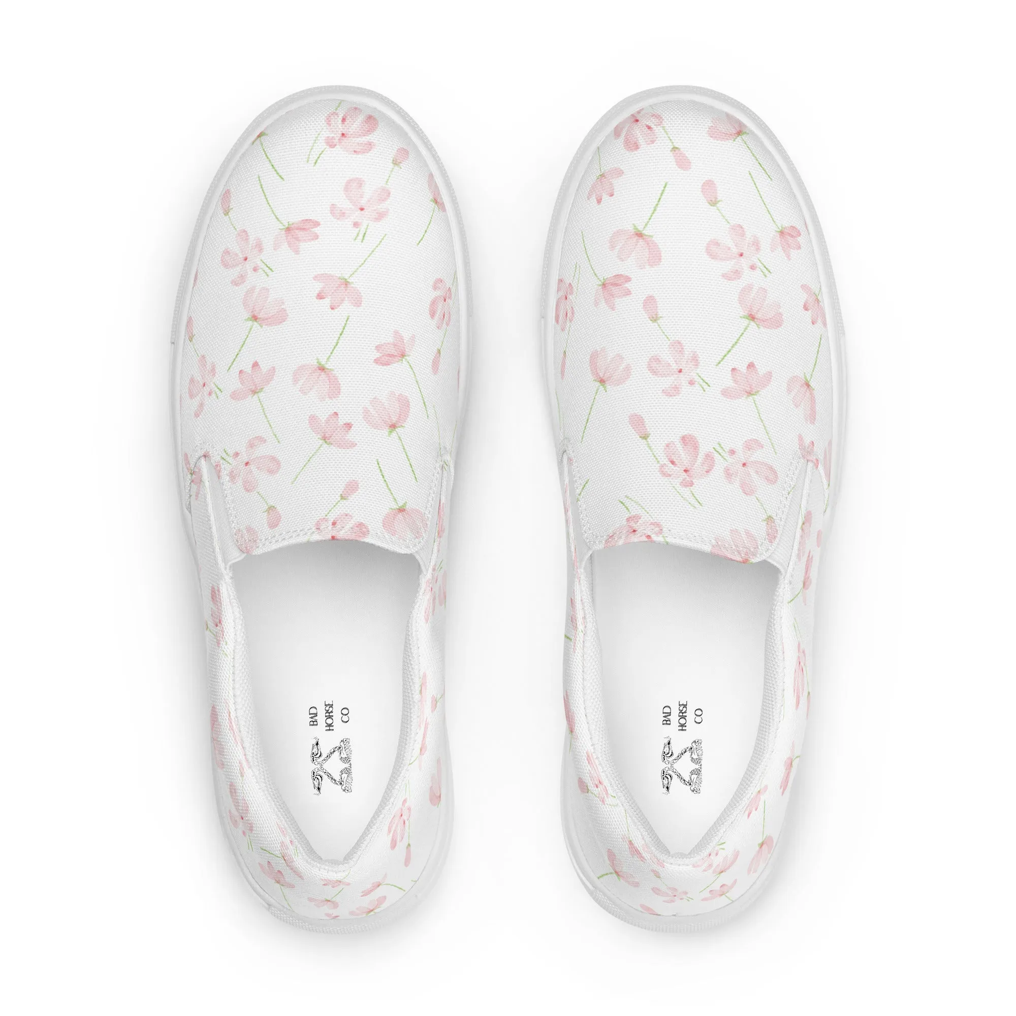 Pink Posy - Women’s slip-on sneakers
