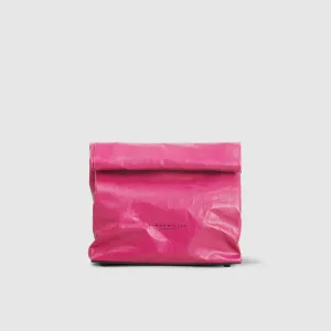 Pink/Black Leather Small Lunch Bag Clutch