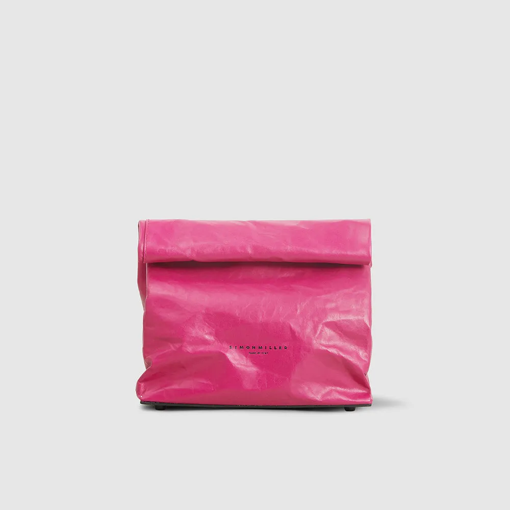 Pink/Black Leather Small Lunch Bag Clutch