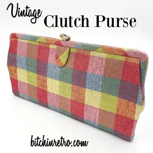 Plaid Vintage Clutch Purse or Handbag