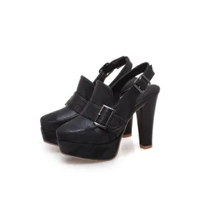 Platform Spike High Heels Buckle Retro Slingbacks  Womens Shoes Heels Pumps
