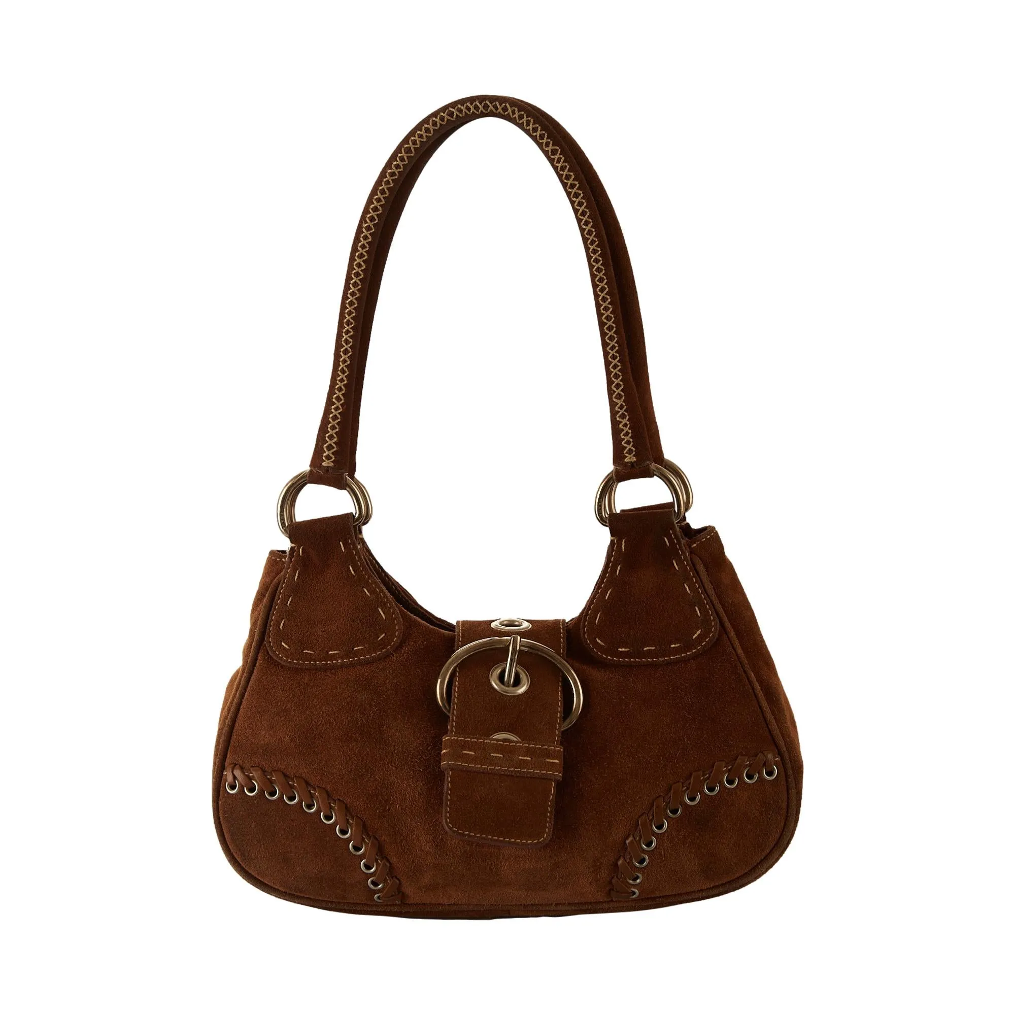 Prada Brown Suede Shoulder Bag