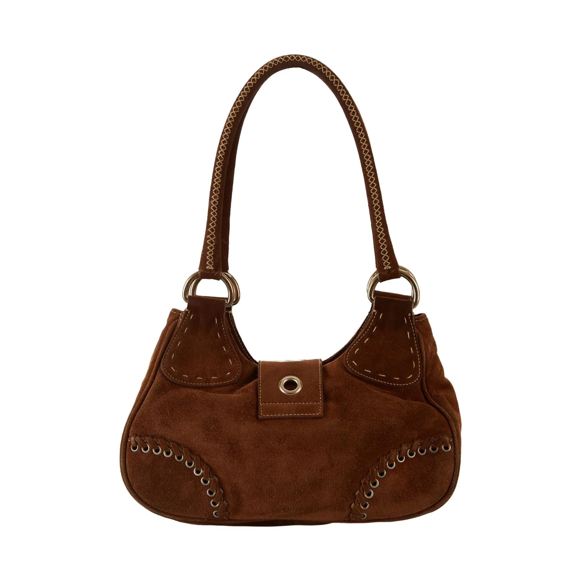 Prada Brown Suede Shoulder Bag