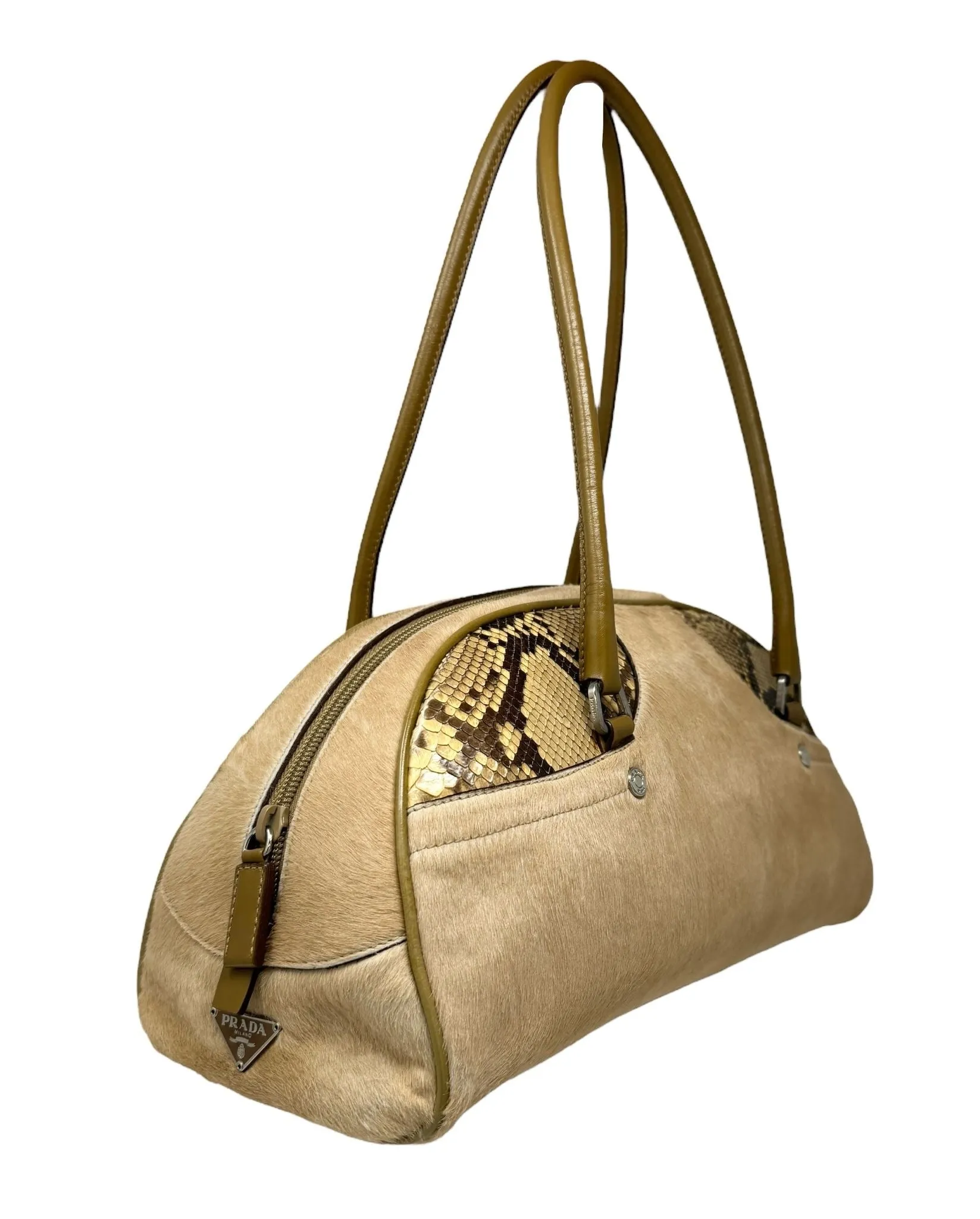 Prada Calf Hair   Snakeskin Shoulder Bag