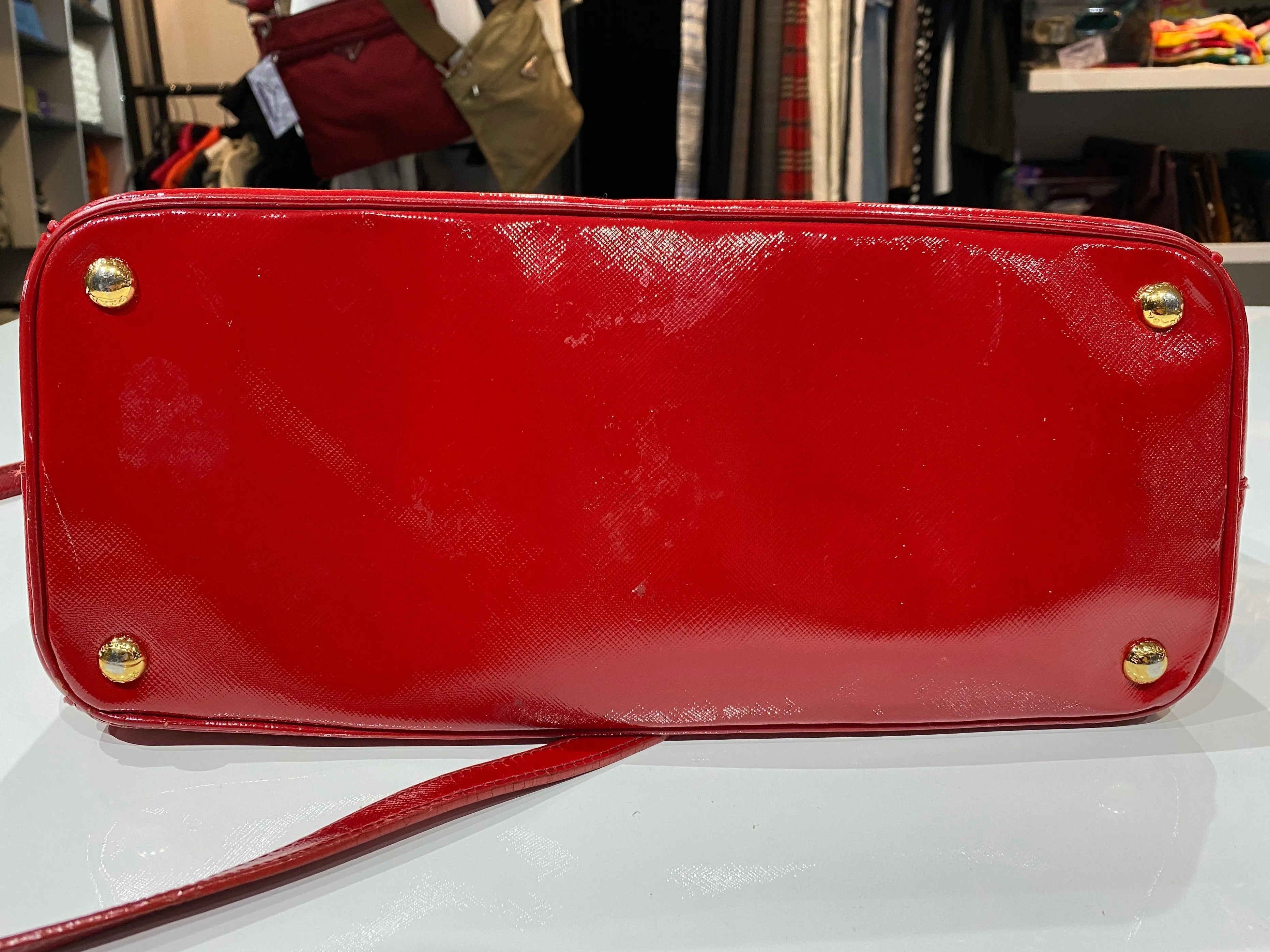 Prada Double Zip Saffiano Red Bag