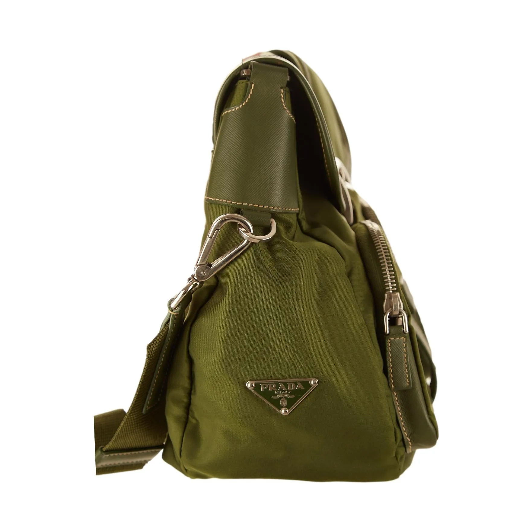 Prada Green Nylon Pocket Shoulder Bag