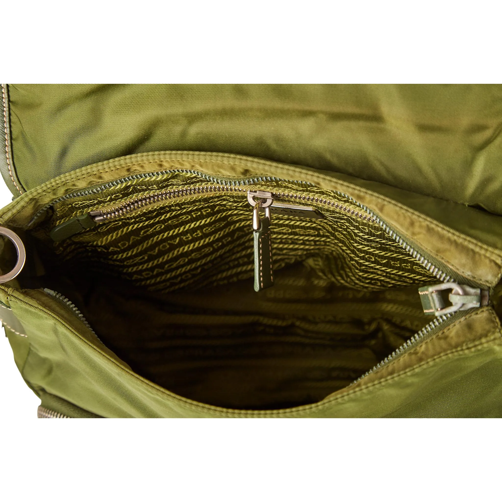 Prada Green Nylon Pocket Shoulder Bag