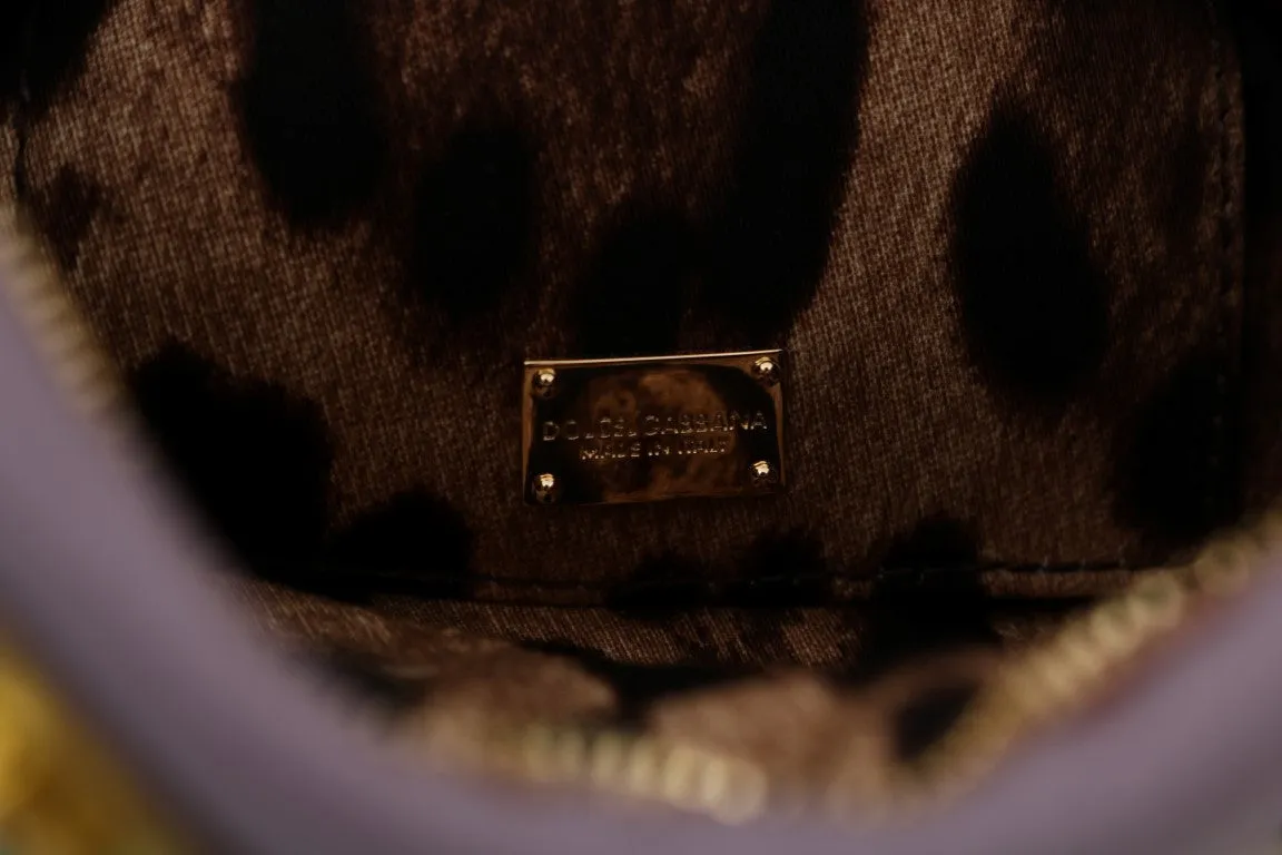 Purple CLEO Leather Heart Crystal Clutch Bag