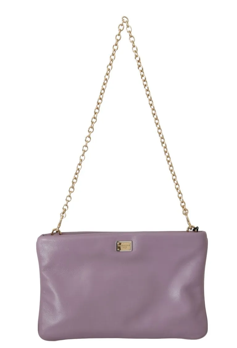 Purple CLEO Leather Heart Crystal Clutch Bag