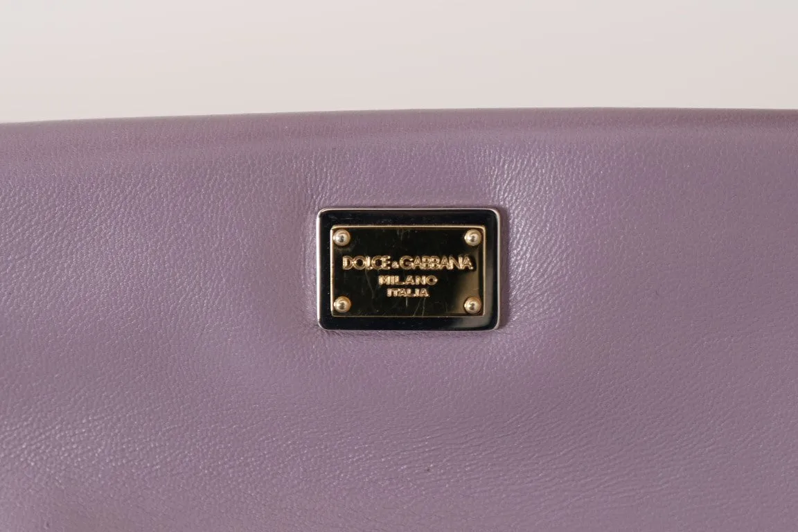 Purple CLEO Leather Heart Crystal Clutch Bag
