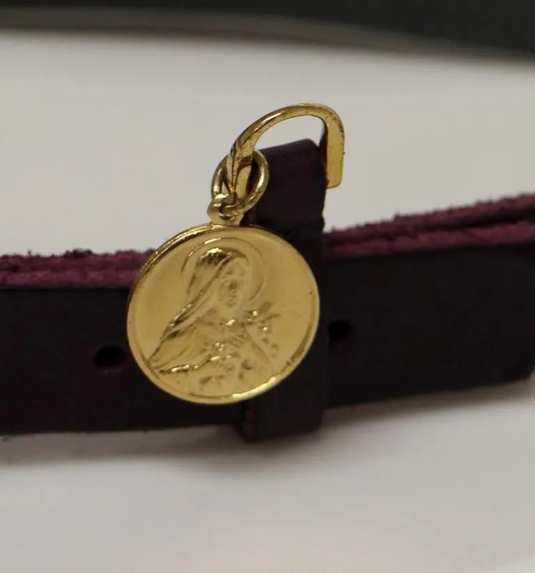 Purple Leather Gold Logo Belt