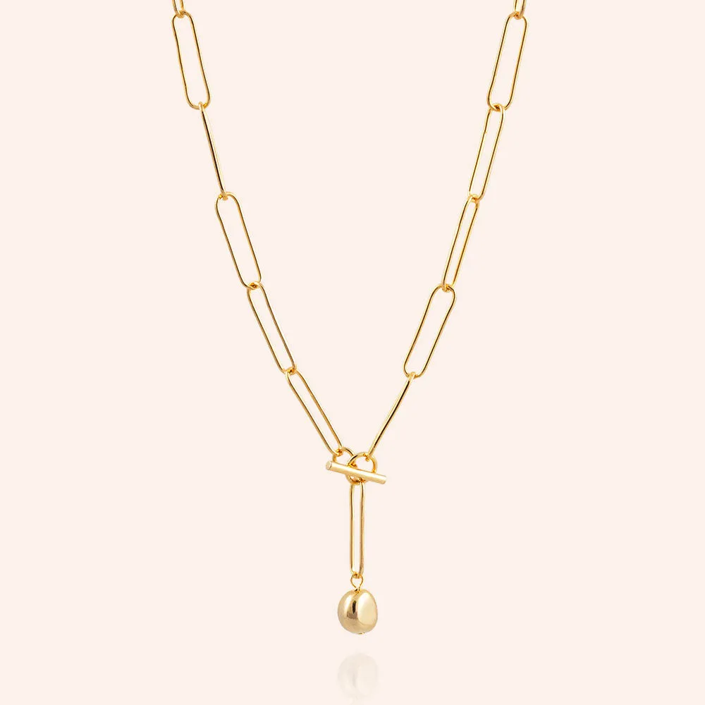 "In the Crowd" High Polished Open-Links Toggle Choker Necklace - Gold