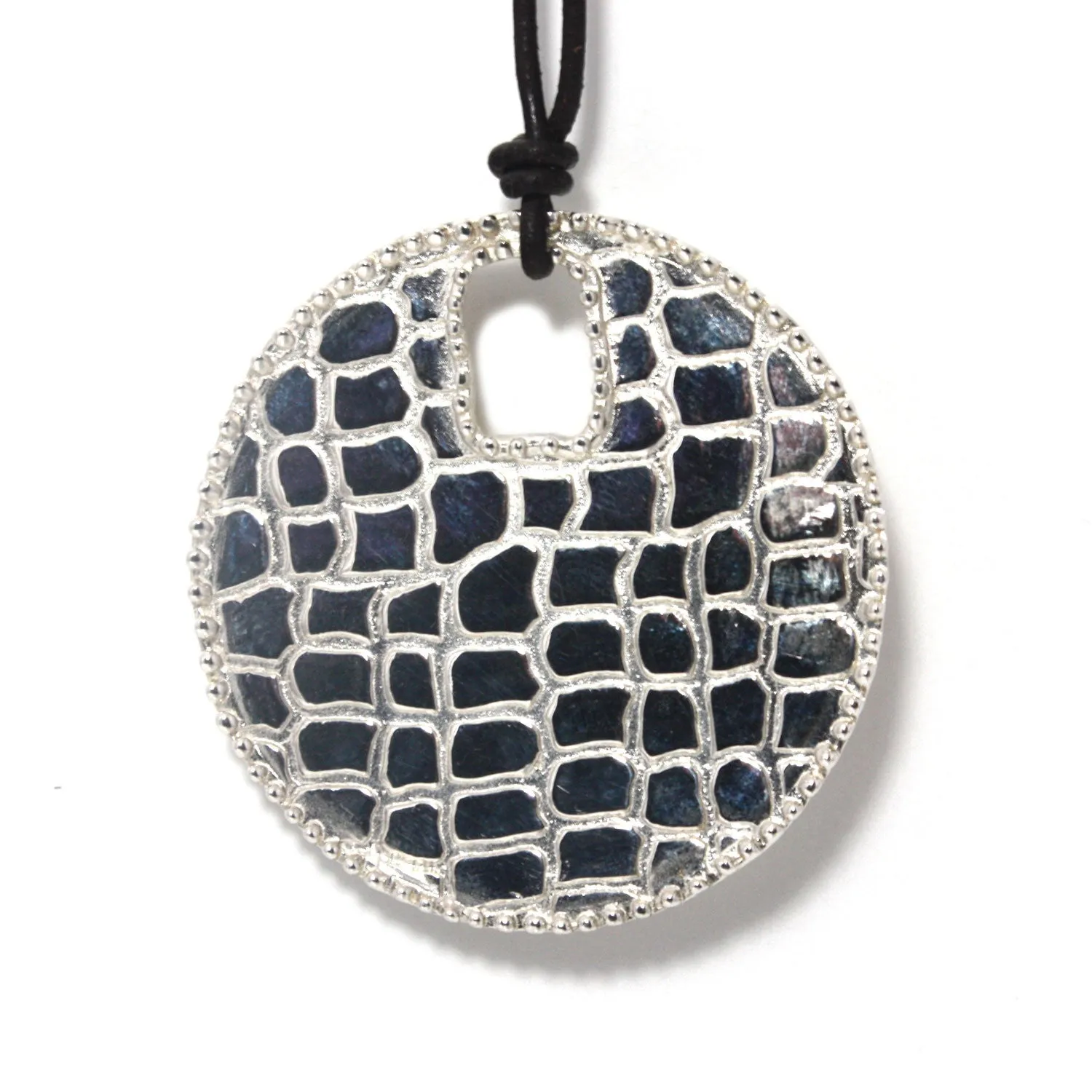 "Midnight Medallion" High Polished Disc Pendant Necklace