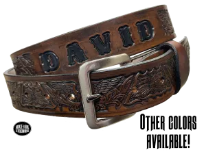 "The Patriot" Name Leather Belt