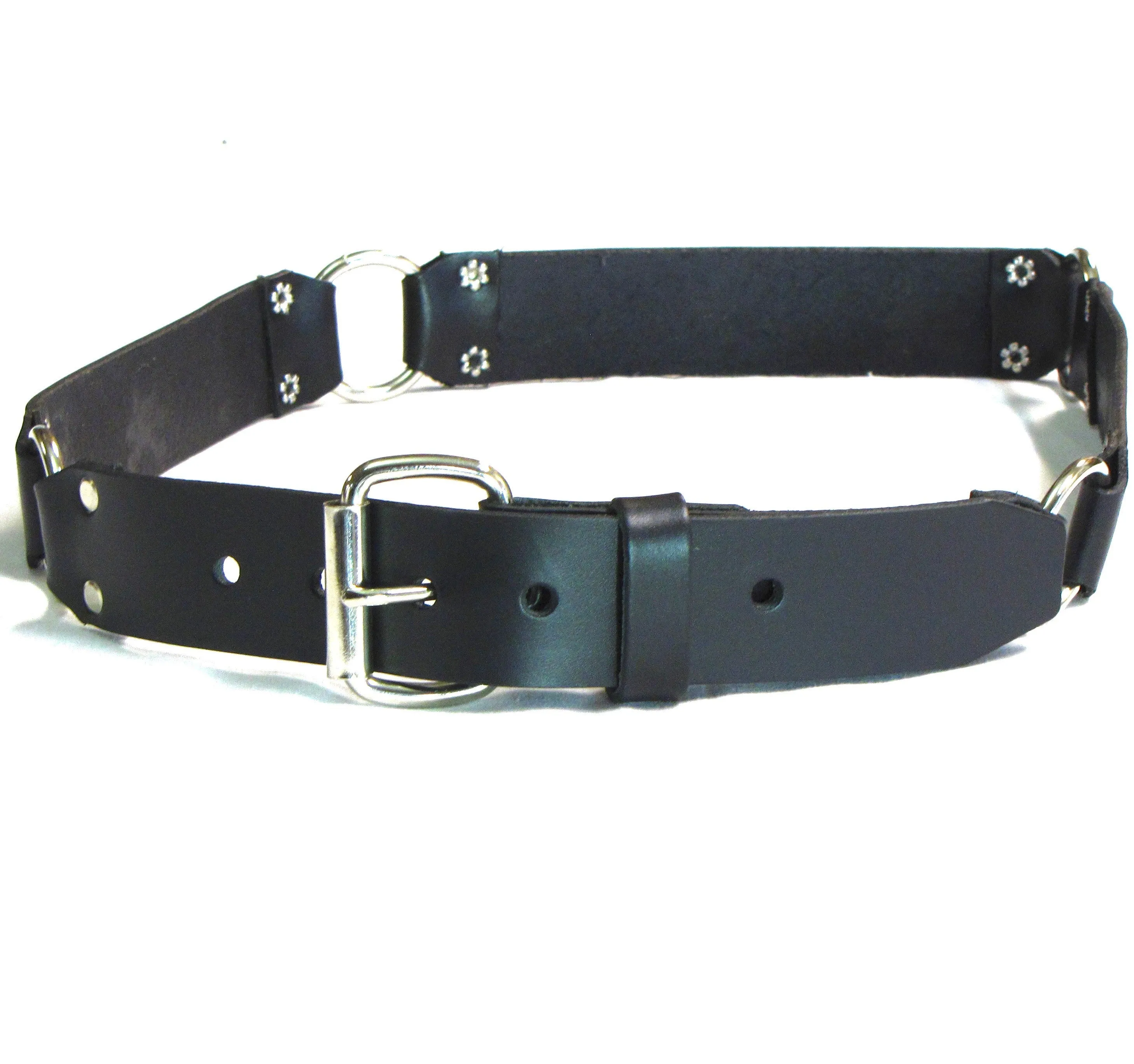RB-283W  1 1/2" Ring Belt- White Skull and Crossbones