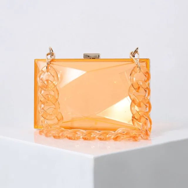 Realaiot Transparent Bag Jelly Clutch Bags for Women Luxury Diamond Candy Color Bag Ladies Blue Bag for Wedding Party Clutch Chain Bag